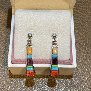 Vintage hand made Native American (Zuni) Sterling Silver earrings